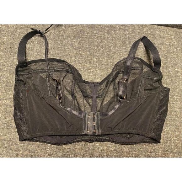 Scantilly 38K peek a boo lace Bra NWT Black Plunge Sheer Strappy Sexy Elegant - Picture 11 of 14